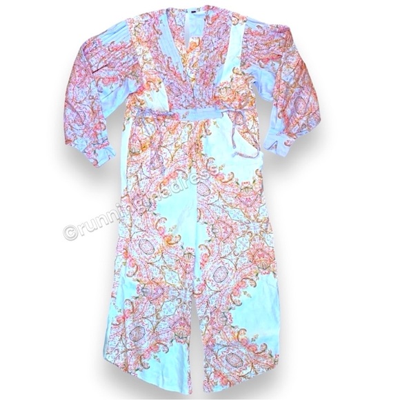 NWOT Free People Blooming Fields Ballon Sleeve Jumpsuit In Floral Combo Small - Picture 4 of 12